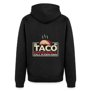 Tacos Taco Mexikanisch Fast Food Geschenk - Unisex Premium Bio Zip Hoodie - Schwarz - Hinten - Nico (187cm)