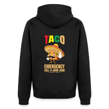 Tacos Taco Mexikanisch Fast Food Geschenk - Unisex Premium Bio Zip Hoodie - Schwarz - Hinten - Nico (187cm)