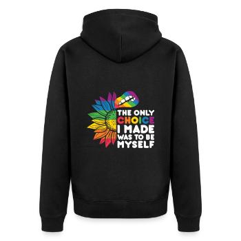 LGBT Human Human Rainbow Gift Idea - Unisex Premium Organic Zip Hoodie - black - Back - Nico (187cm)
