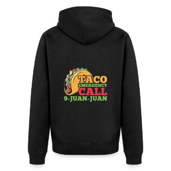 Tacos Taco Mexikanisch Fast Food Geschenk - Unisex Premium Bio Zip Hoodie - Schwarz - Hinten - Nico (187cm)