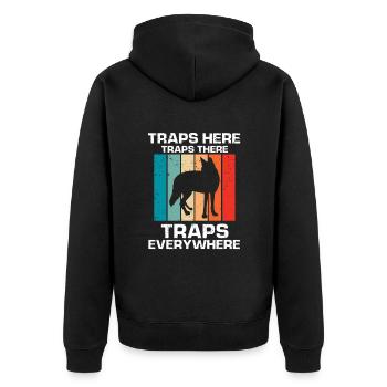 Kojoten Design für Kojotentöter - Unisex Premium Bio Zip Hoodie - Schwarz - Hinten - Nico (187cm)