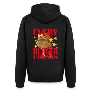 Every Burger Counts - Unisex Premium Bio Zip Hoodie - Schwarz - Hinten - Nico (187cm)