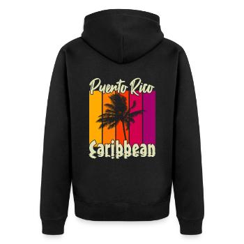 Puerto Rico Caribbean - Unisex Premium Bio Zip Hoodie - Schwarz - Hinten - Nico (187cm)