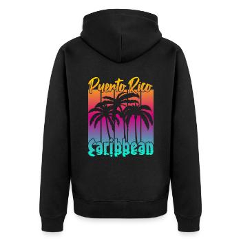 Puerto Rico Caribbean - Unisex Premium Bio Zip Hoodie - Schwarz - Hinten - Nico (187cm)