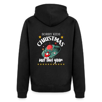 Christmas Santa Claus UFO - Unisex Premium Organic Zip Hoodie - black - Back - Nico (187cm)