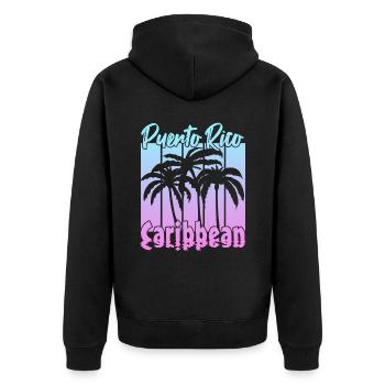 Puerto Rico Caribbean - Unisex Premium Bio Zip Hoodie - Schwarz - Hinten - Nico (187cm)
