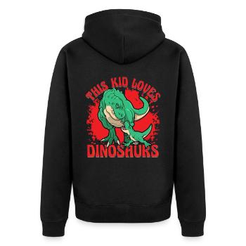 This Kids loves Dinosaurs - Unisex Premium Organic Zip Hoodie - black - Back - Nico (187cm)