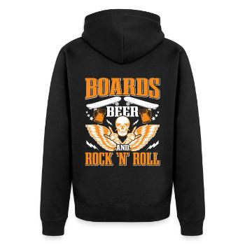 Rock and Roll, Beer Concert Skateboarding - Unisex Premium Organic Zip Hoodie - black - Back - Nico (187cm)