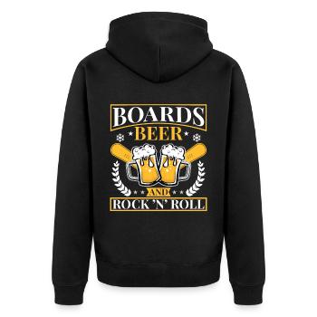 Rock and Roll, Beer Concert Festival Snowboard - Unisex Premium Organic Zip Hoodie - black - Back - Nico (187cm)
