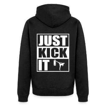 Kickboxer Martial Arts Kickboxing Kickboxen - Unisex Premium Bio Zip Hoodie - Schwarz - Hinten - Nico (187cm)