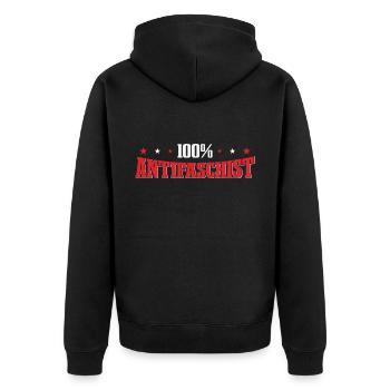 Punk Rock Anti-racism, against racism - Unisex Premium Organic Zip Hoodie - black - Back - Nico (187cm)