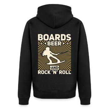 Rock and Roll Beer Festival Wakeboarding Wakeboard - Unisex Premium Organic Zip Hoodie - black - Back - Nico (187cm)