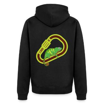 Bouldering, climbing, free climbing Chameleon Boulder - Unisex Premium Organic Zip Hoodie - black - Back - Nico (187cm)