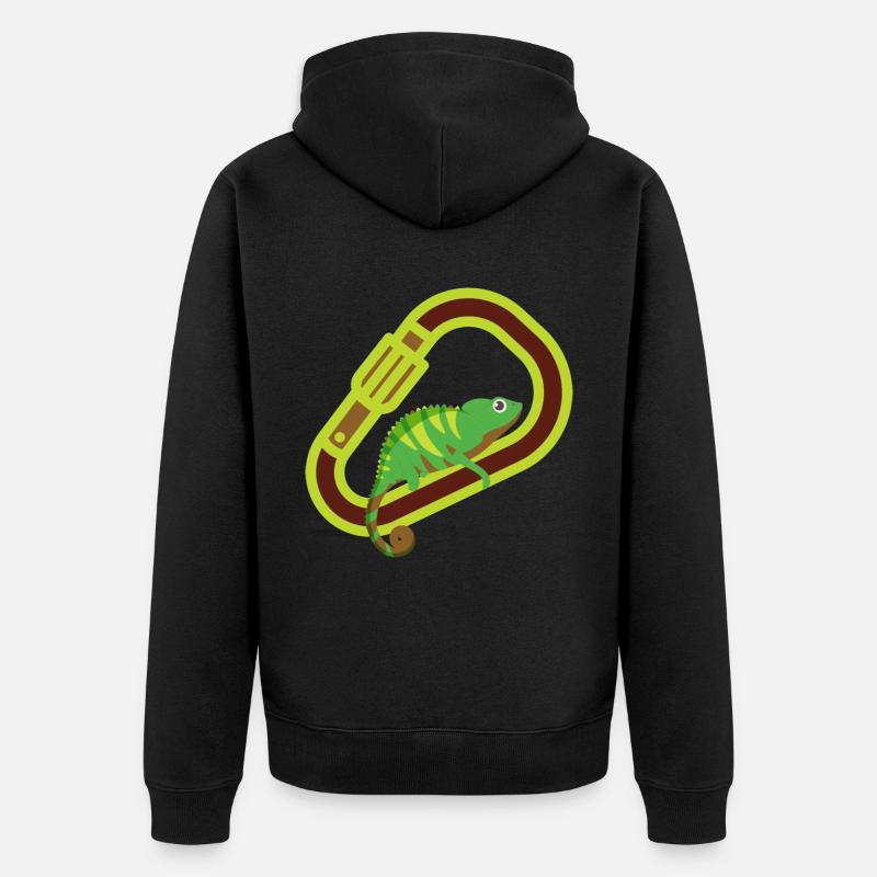 Bouldern, Klettern, Freiklettern Chameleon Boulder - Unisex Premium Bio Zip Hoodie - Schwarz