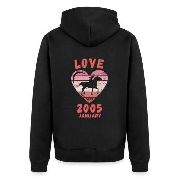 Love Pferde Reiten Geburtstag Januar 2005 - Unisex Premium Bio Zip Hoodie - Schwarz - Hinten - Nico (187cm)