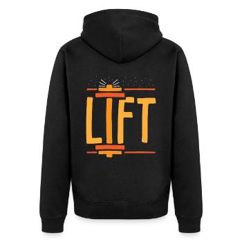 Lift Haltérophilie Haltérophilie Gymnase Entraînement - Veste à capuche bio Premium Unisexe - noir - Dos - Nico (187cm)