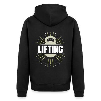 Heben Workout Gewichtheber Gym Gewichtheben - Unisex Premium Bio Zip Hoodie - Schwarz - Hinten - Nico (187cm)