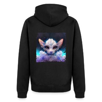 Sphinx Cat Occult Helestial Space Hexerei - Unisex Premium Bio Zip Hoodie - Schwarz - Hinten - Nico (187cm)
