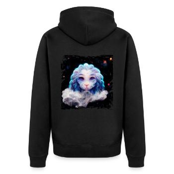Süßer himmlischer Baby Löwe Leo Zodiac Universe Ra - Unisex Premium Bio Zip Hoodie - Schwarz - Hinten - Nico (187cm)