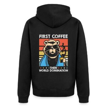Grizzly Bear Brown Bear Coffee Sunglasses - Unisex Premium Organic Zip Hoodie - black - Back - Nico (187cm)