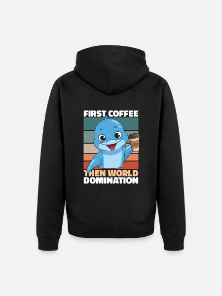 Dolphin Dolphin Coffee - Unisex Premium Organic Zip Hoodie - black