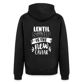Linsensuppe Ist Der Neue Kaviar Linsen Linse - Unisex Premium Bio Zip Hoodie - Schwarz - Hinten - Nico (187cm)