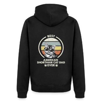 Papa chat - American Shorthair Katze - Veste à capuche bio Premium Unisexe - noir - Dos - Nico (187cm)