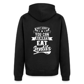 Keine Sorge Linsen Kann Man Immer Essen Linse - Unisex Premium Bio Zip Hoodie - Schwarz - Hinten - Nico (187cm)