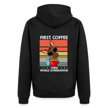 German Shepherd Coffee Sunglasses - Unisex Premium Organic Zip Hoodie - black - Back - Nico (187cm)