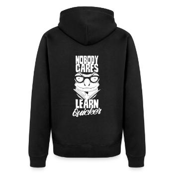 Niemand Interessiert Es Lern Schneller Nachhilfe - Unisex Premium Bio Zip Hoodie - Schwarz - Hinten - Nico (187cm)