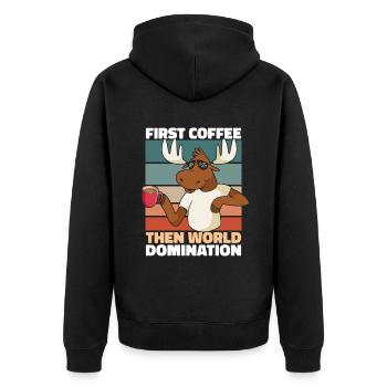 Elch Kaffee Sonnenbrille - Unisex Premium Bio Zip Hoodie - Schwarz - Hinten - Nico (187cm)