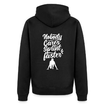Tout le monde sprinte sprint rapide - Veste à capuche bio Premium Unisexe - noir - Dos - Nico (187cm)