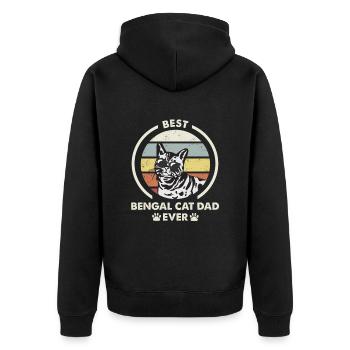 Cat Dad - Bengal Katze - Unisex Premium Bio Zip Hoodie - Schwarz - Hinten - Nico (187cm)