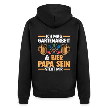 Vater Garten Gartenarbeit Papi Papa - Unisex Premium Bio Zip Hoodie - Schwarz - Hinten - Nico (187cm)