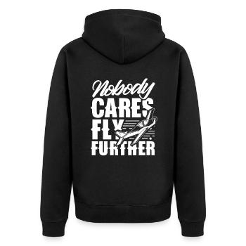 Niemand Interessiert Es Flieg Weiter Pilot Flug - Unisex Premium Bio Zip Hoodie - Schwarz - Hinten - Nico (187cm)