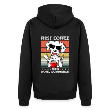 Dalmatian Coffee Sunglasses - Unisex Premium Organic Zip Hoodie - black - Back - Nico (187cm)