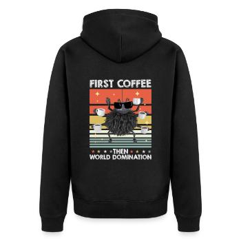 Spinne Sonnenbrille Kaffee - Unisex Premium Bio Zip Hoodie - Schwarz - Hinten - Nico (187cm)