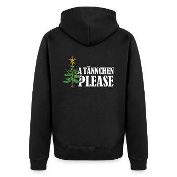 Ä Tännchen please Weihnachtsbaum Weihnachten Xmas - Unisex Premium Bio Zip Hoodie - Schwarz - Hinten - Nico (187cm)