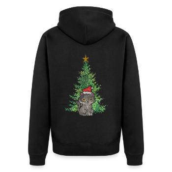 Katze Katzen Weihnachtsmuffel Weihnachtensbaum - Unisex Premium Bio Zip Hoodie - Schwarz - Hinten - Nico (187cm)