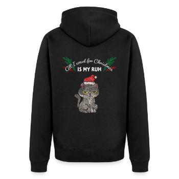 Katze Katzen Weihnachtsmuffel Anti Weihnachten - Unisex Premium Bio Zip Hoodie - Schwarz - Hinten - Nico (187cm)
