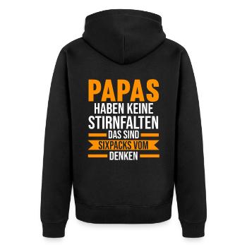 Vater Papi Papa - Unisex Premium Bio Zip Hoodie - Schwarz - Hinten - Nico (187cm)