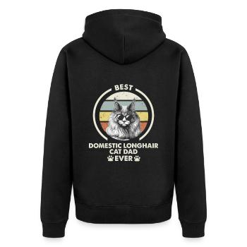Cat Dad - Household Cat In Household Longhair - Unisex Premium Organic Zip Hoodie - black - Back - Nico (187cm)