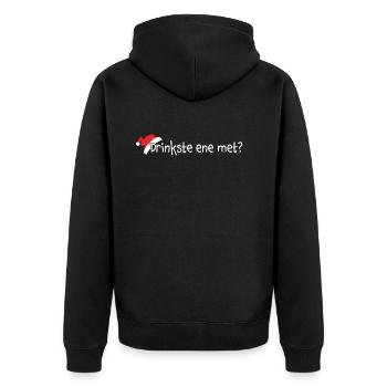 Weihnachtsmütze Kölsch Kölner Kölnerin Weihnachten - Unisex Premium Bio Zip Hoodie - Schwarz - Hinten - Nico (187cm)