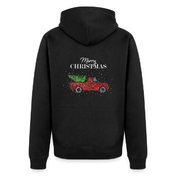 Merry Christmas Christmas Tree Christmas Motif - Unisex Premium Organic Zip Hoodie - black - Back - Nico (187cm)