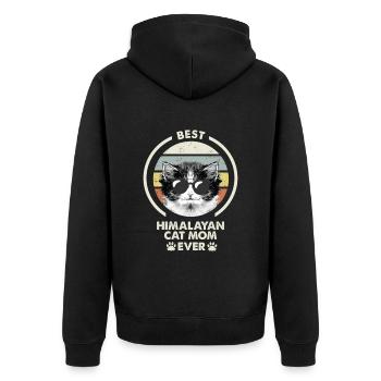 Cat Mama - Himalayan Cat - Unisex Premium Organic Zip Hoodie - black - Back - Nico (187cm)