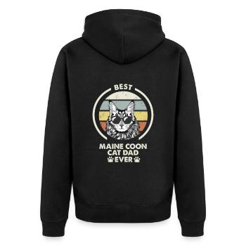 Papa chat - Maine Coon Cat - Veste à capuche bio Premium Unisexe - noir - Dos - Nico (187cm)