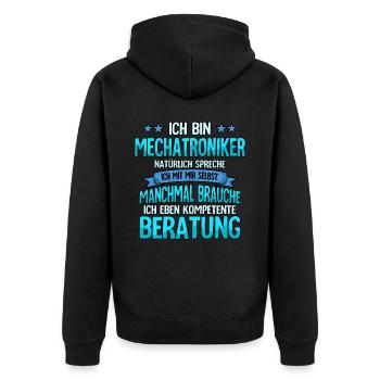 Mechatroniker - Unisex Premium Bio Zip Hoodie - Schwarz - Hinten - Nico (187cm)