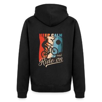 Vélo - rétro vintage restez calme et roulez - Veste à capuche bio Premium Unisexe - noir - Dos - Nico (187cm)