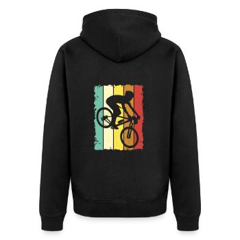 Vélo - vététiste rétro vintage - Veste à capuche bio Premium Unisexe - noir - Dos - Nico (187cm)