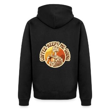Coffee - Coffee keeps me going - Unisex Premium Organic Zip Hoodie - black - Back - Nico (187cm)